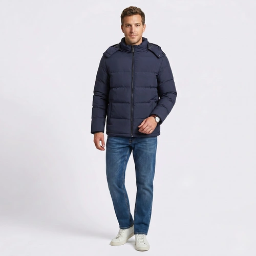 Jaqueta Puffer Acolchoada Masculina Forrada Com Capuz