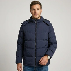 Jaqueta Puffer Acolchoada Masculina Forrada Com Capuz
