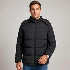 Jaqueta Puffer Acolchoada Masculina Forrada Com Capuz