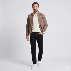Calça Em Sarja Masculina Esporte Fino Preta Prs