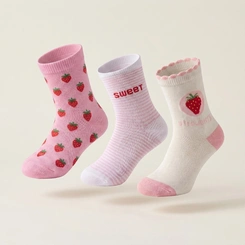 Kit 3 Meias Infantis Menina Cano Curto Estampada 21/24 Selene