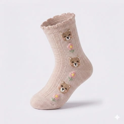 Kit 3 Meias Infantis Menina Cano Curto Estampada 21/24 Selene