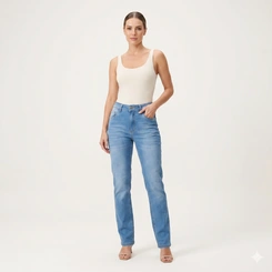 Calça Jeans Reta Feminina Azul Claro