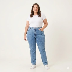 Calça Jeans Feminina Cigarrete Plus Size