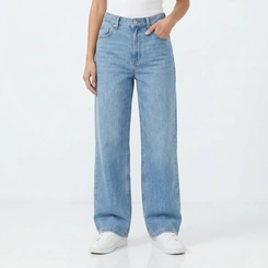 Calça Jeans Feminina Wide Leg Azul Claro