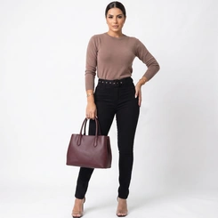 Calça Feminina Skinny Cintura Alta Com Cinto Preta