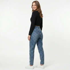 Calça Jeans Feminina Mom Fit Estonada Cintura Alta