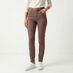 Calça Feminina Skinny Com Cinto Marrom