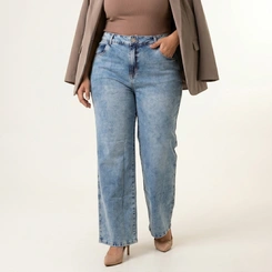 Calça Jeans Feminina Wide Leg Plus Size