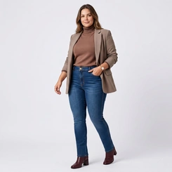 Calça Jeans Feminina Skinny Plus Size Azul Escuro