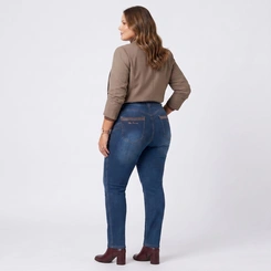 Calça Jeans Feminina Skinny Plus Size Azul Escuro