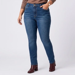 Calça Jeans Feminina Skinny Plus Size Azul Escuro