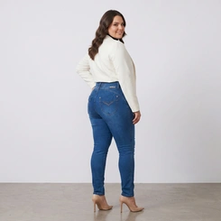 Calça Jeans Feminina Skinny Plus Size Azul