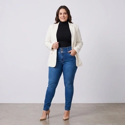 Calça Jeans Feminina Skinny Plus Size Azul