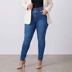 Calça Jeans Feminina Skinny Plus Size Azul
