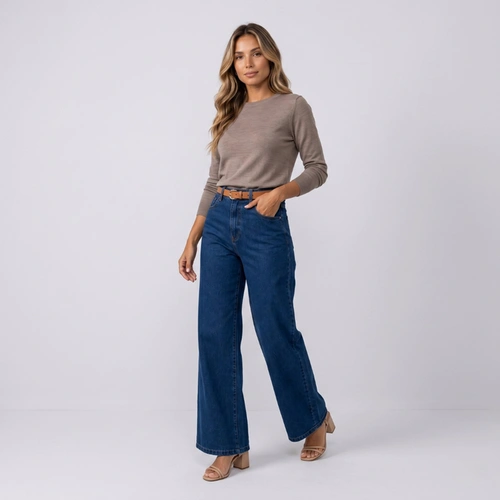 Calça Feminina Jeans Human Body Wide Leg