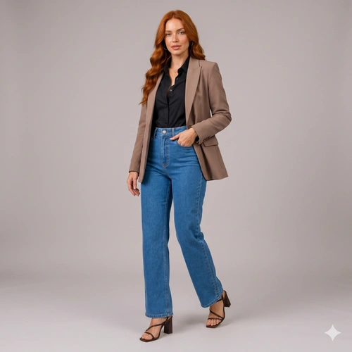 Calça Feminina Jeans Human Body Wide Leg Flex