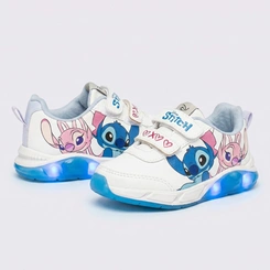 Tênis Infantil Menina Stitch Com Luzes Led Calce Fácil