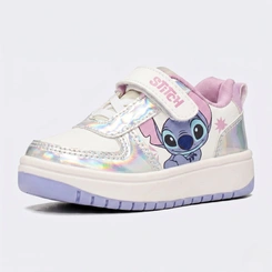 Tênis Infantil Menina Stitch Holográfico Calce Fácil Com Velcro