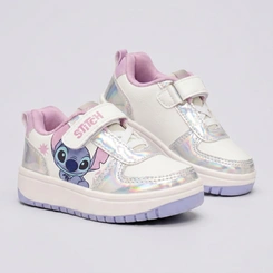 Tênis Infantil Menina Stitch Holográfico Calce Fácil Com Velcro