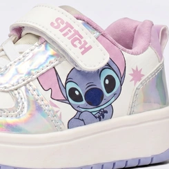Tênis Infantil Menina Stitch Holográfico Calce Fácil Com Velcro