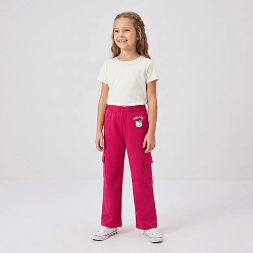 Calça Junenil Menina Moletom Hello Kitty Flare