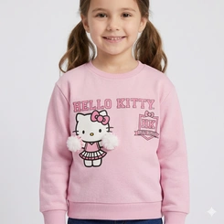 Blusa Infantil Menina Moletom Hello Kitty Pompom