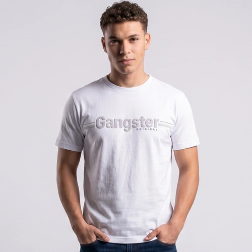 Camiseta Masculina Manga Curta Com Estampa Central Gangster