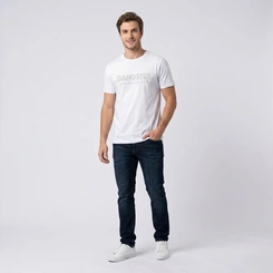 Camiseta Masculina Manga Curta Com Estampa Central Gangster