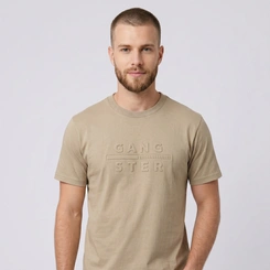 Camiseta Masculina Manga Curta Lisa Com Relevo Gangster