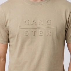 Camiseta Masculina Manga Curta Lisa Com Relevo Gangster