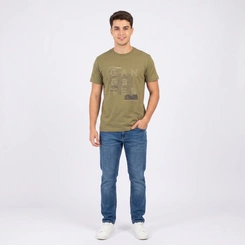 Camiseta Masculina Manga Curta Com Estampa Central Gangster