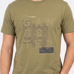 Camiseta Masculina Manga Curta Com Estampa Central Gangster