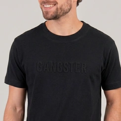 Camiseta Masculina Manga Curta Lisa Com Relevo Gangster