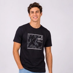Camiseta Masculina Manga Curta Estampa Central Gangster