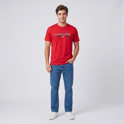Camiseta Masculina Manga Curta Com Estampa Central Gangster