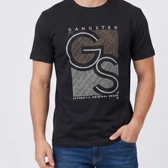 Camiseta Masculina Manga Curta Com Estampa Gangster