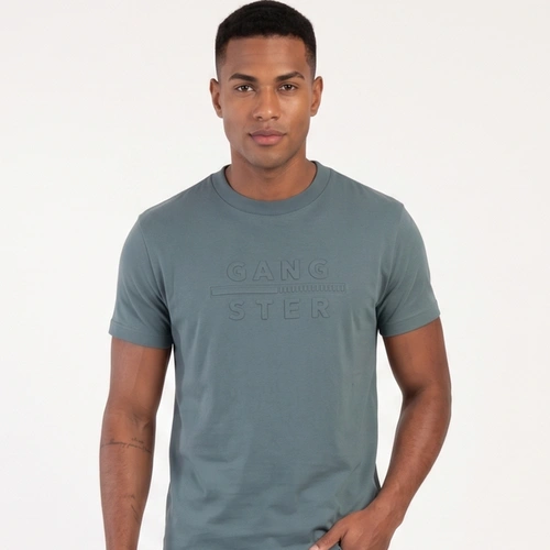 Camiseta Masculina Manga Curta Estampa Lisa Gangster