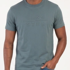Camiseta Masculina Manga Curta Estampa Lisa Gangster
