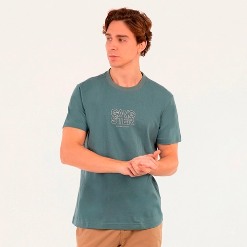 Camiseta Masculina Manga Curta Casual Gangster