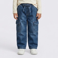 Calça Infantil Menina Jeans Wide Leg Cargo Lordan