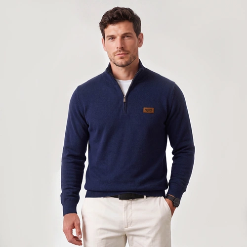 Suéter Masculino Red Nose Tricô Meio Zíper Gola Alta Original