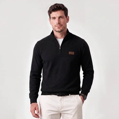 Suéter Masculino Red Nose Tricô Meio Zíper Gola Alta Original