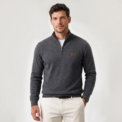 Suéter Masculino Red Nose Tricô Meio Zíper Gola Alta Original