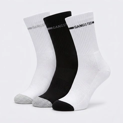 Kit 3 Pares De Meias Masculinas Atoalhadas Cano Médio Gangster