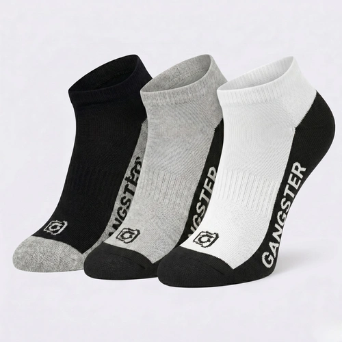 Kit 3 Pares De Meias Masculinas Invisíveis Atoalhadas Gangster