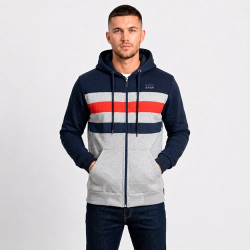Blusa De Moletom Masculina Bicolor Com Zíper E Capuz Gangster