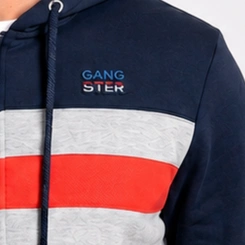 Blusa De Moletom Masculina Bicolor Com Zíper E Capuz Gangster