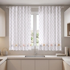Cortina Curta Para Cozinha Luna Estampada 2,20m x 1,20m Bella Janela