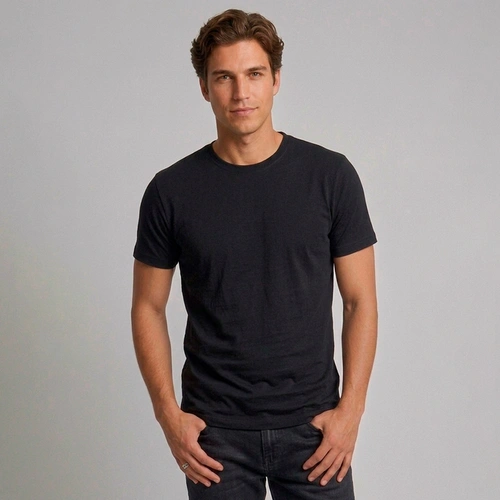 Camiseta Masculina Básica Lisa Em Algodão